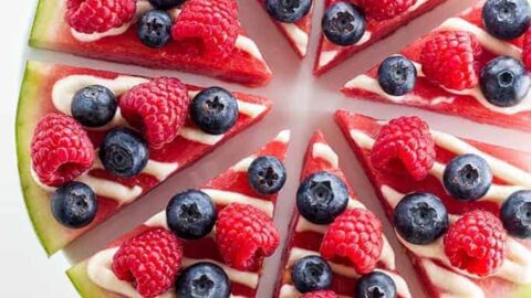 Image for Watermelon Pizza Recipe with Cream Cheese Icing (Sugar-free, Low Carb, Gluten-free)