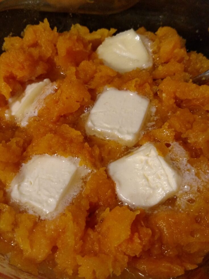 cooked butternut squash mashed with butter