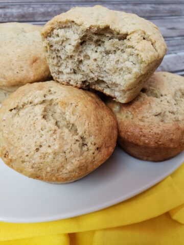 pile of Easy Banana Muffins on plate