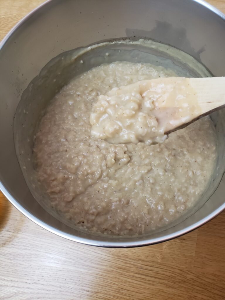 showing oatmeal thickened on spoon