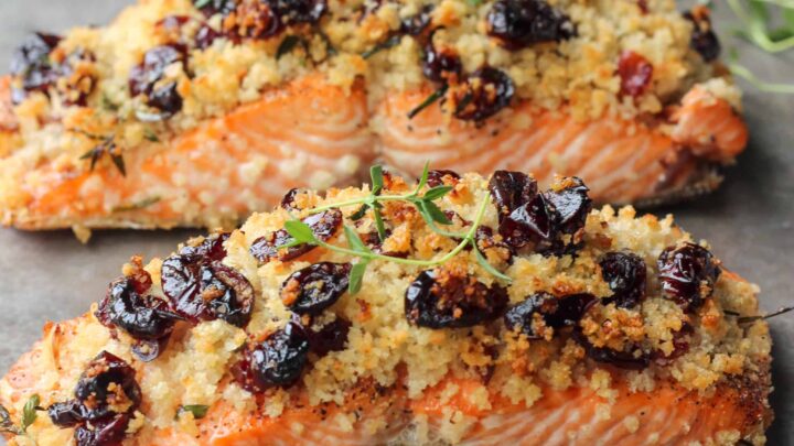 Image for Baked Salmon with Cranberry Thyme Crust - Ready in 20 minutes!