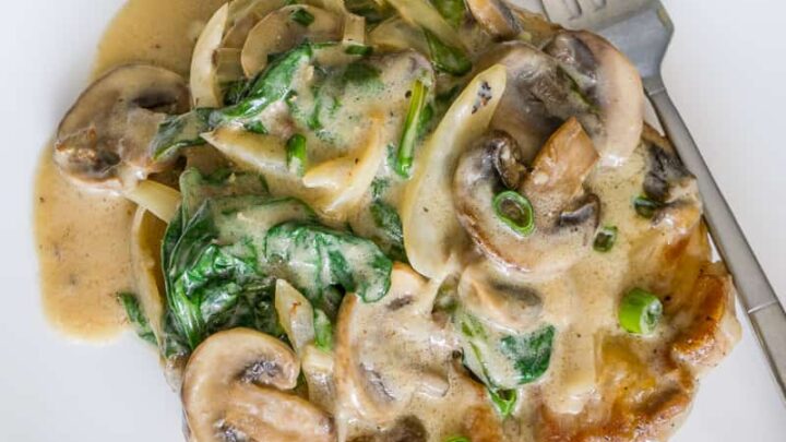 Image for Mushroom Pork Chops with Spinach Skillet