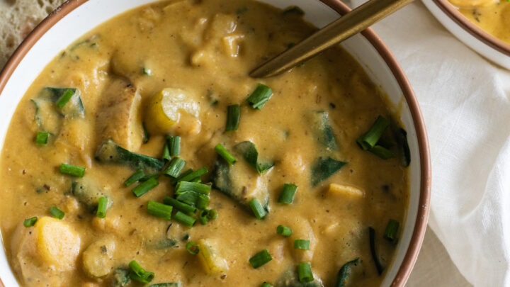 Image for Vegan Creamy Potato Soup with Beans and Spinach - Avocado Skillet