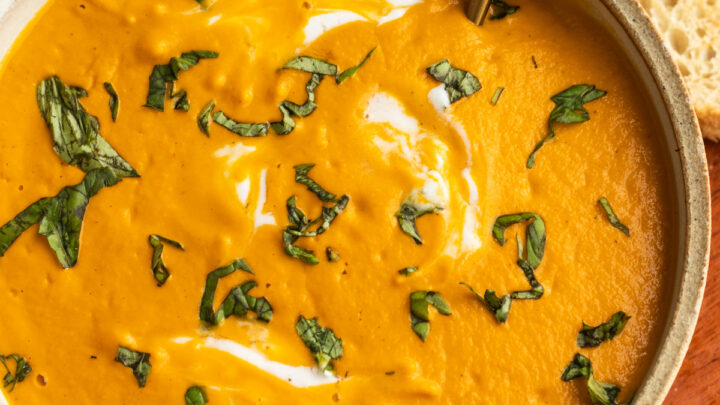 Image for Vegan Creamy Carrot Tomato Soup with Cashews and Basil