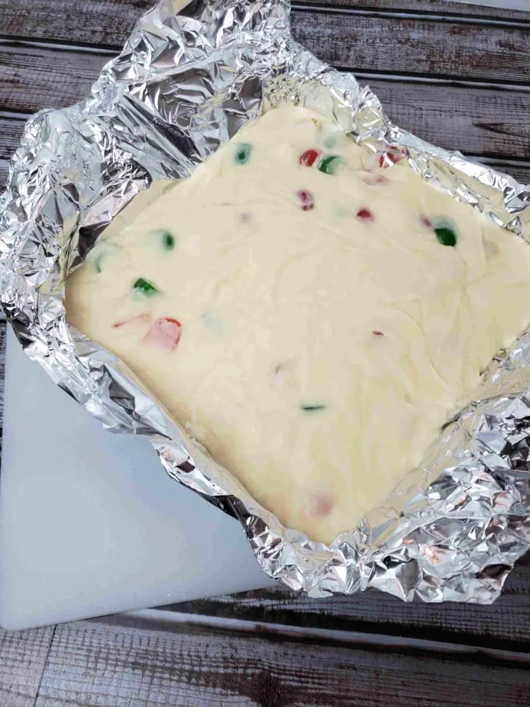 fudge out of pan ready to cut