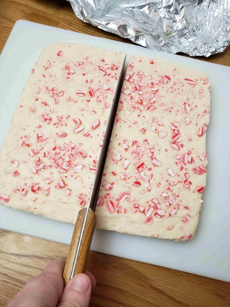 cutting fudge into half