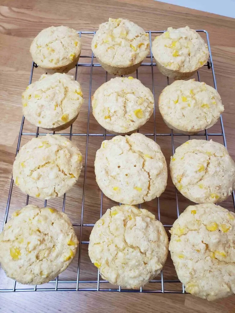 amazing cornmeal muffins cooling on wire rack