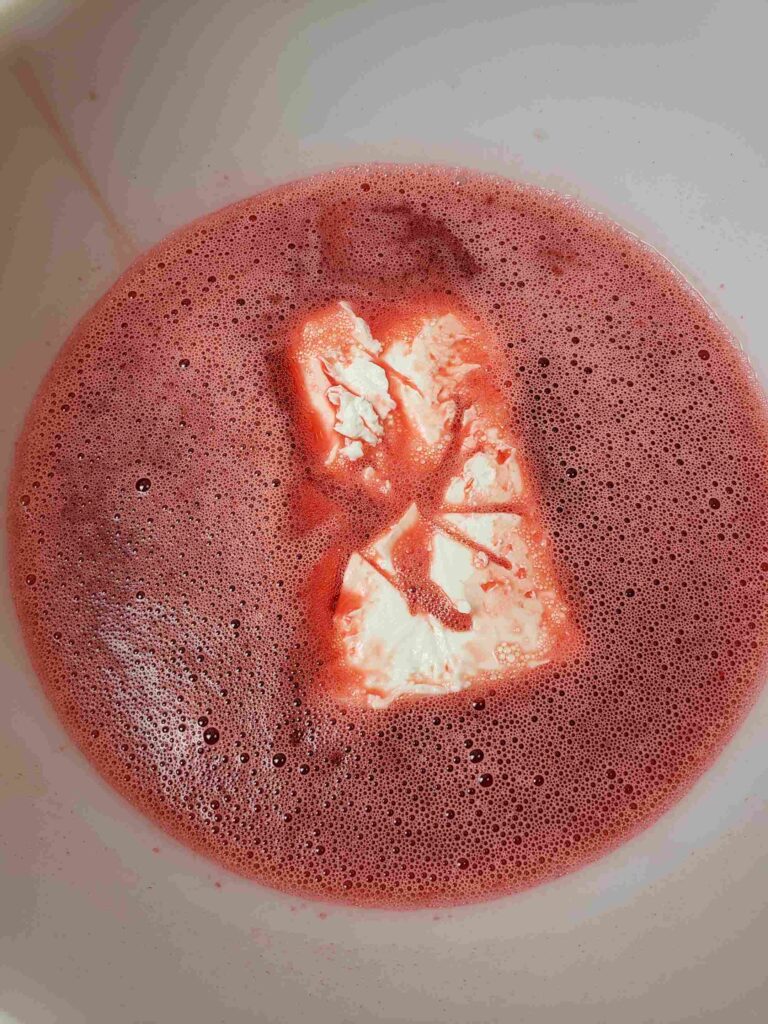 cream cheese added to jell-o water