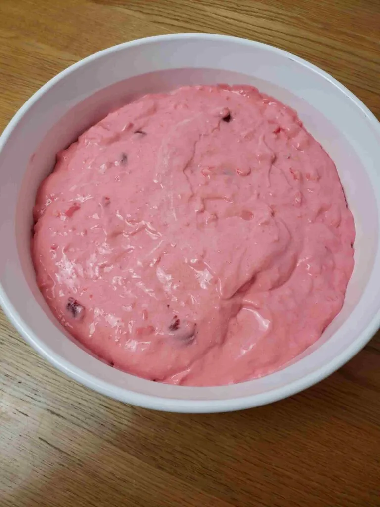 raspberry cherry jell-o in serving dish
