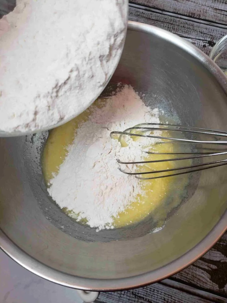 adding part of flour mixture