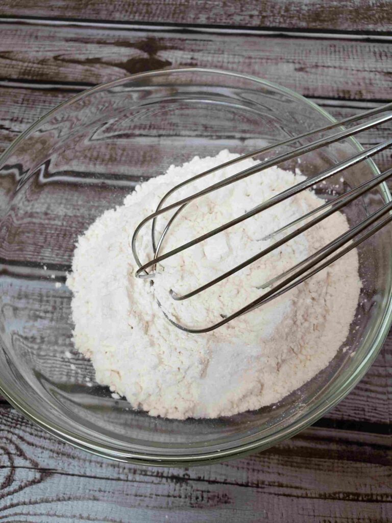 flour, baking powder and salt combined