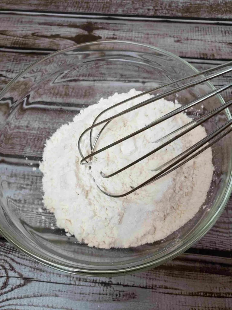 flour, baking powder and salt combined