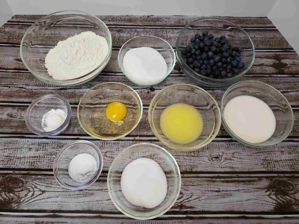 ingredients for Overnight Blueberry Coffee Cake