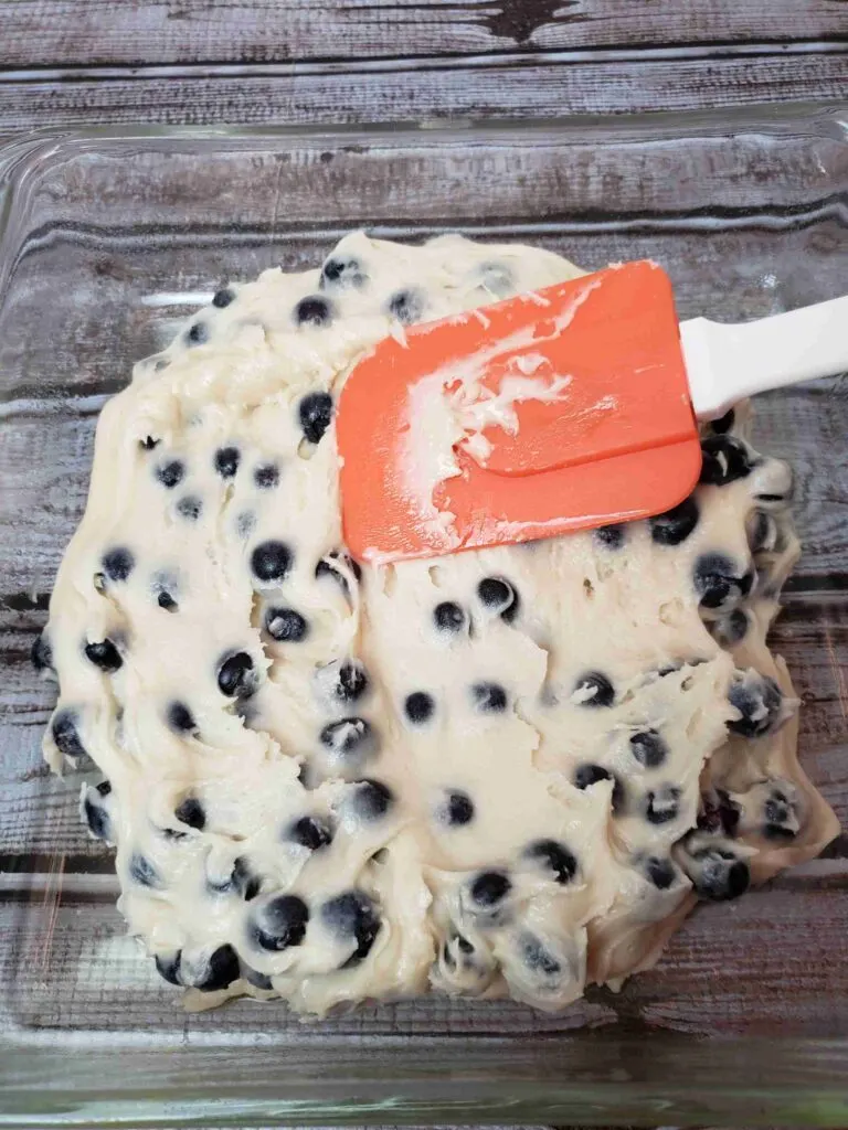 smoothing batter into baking pan