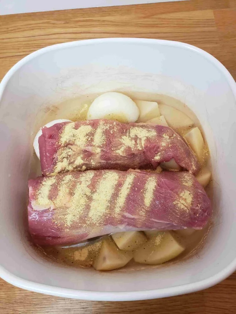 adobo seasoning added to meat