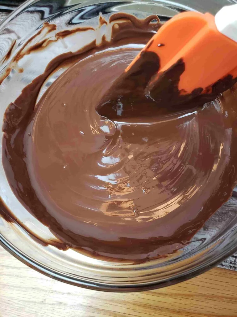 chocolate melted in glass bowl