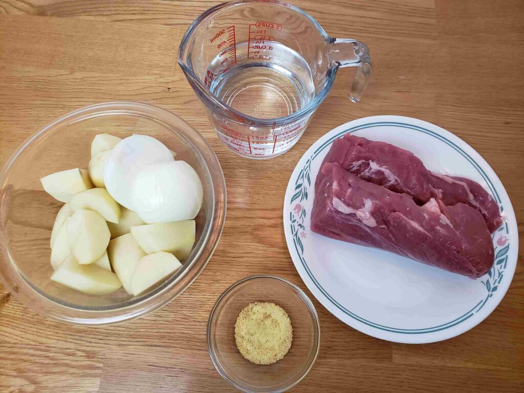 ingredients for slow cooker pork roast and potatoes