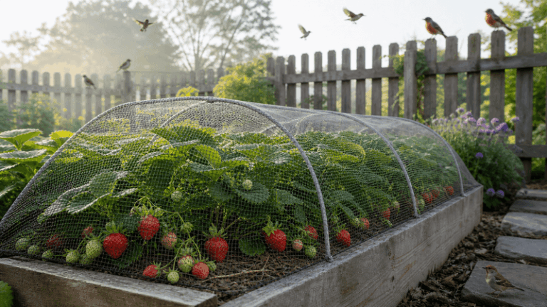 If Birds Keep Stealing Your Strawberries Right Before They Ripen, Here’s The Little Mesh Trick That Guards Every Cluster