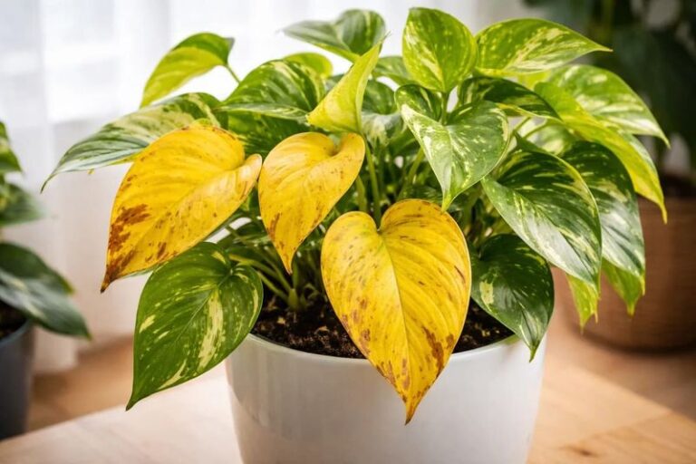 Indoor Pothos Yellowing? Check Soil Moisture Before Watering, Since Slower-Drying Soil May Mean Less-Frequent Watering